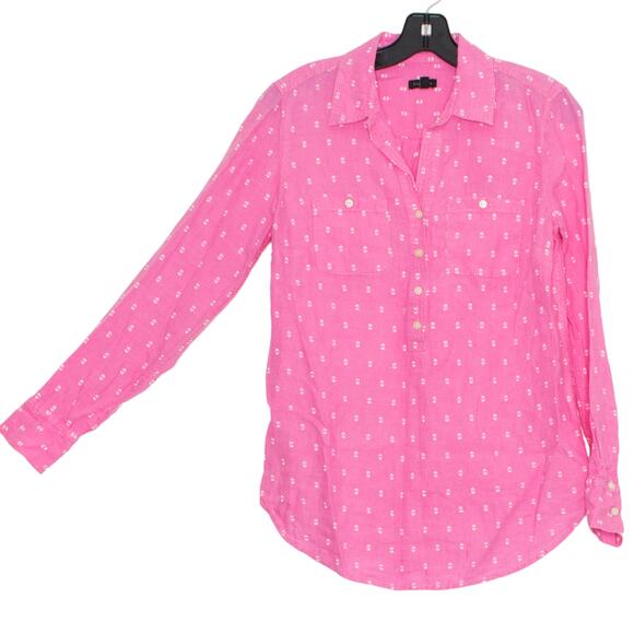 Talbots Top Linen Y2K Preppy Valentines Feminine Cottage Girly Swiss Dot Pink XS - Picture 6 of 6